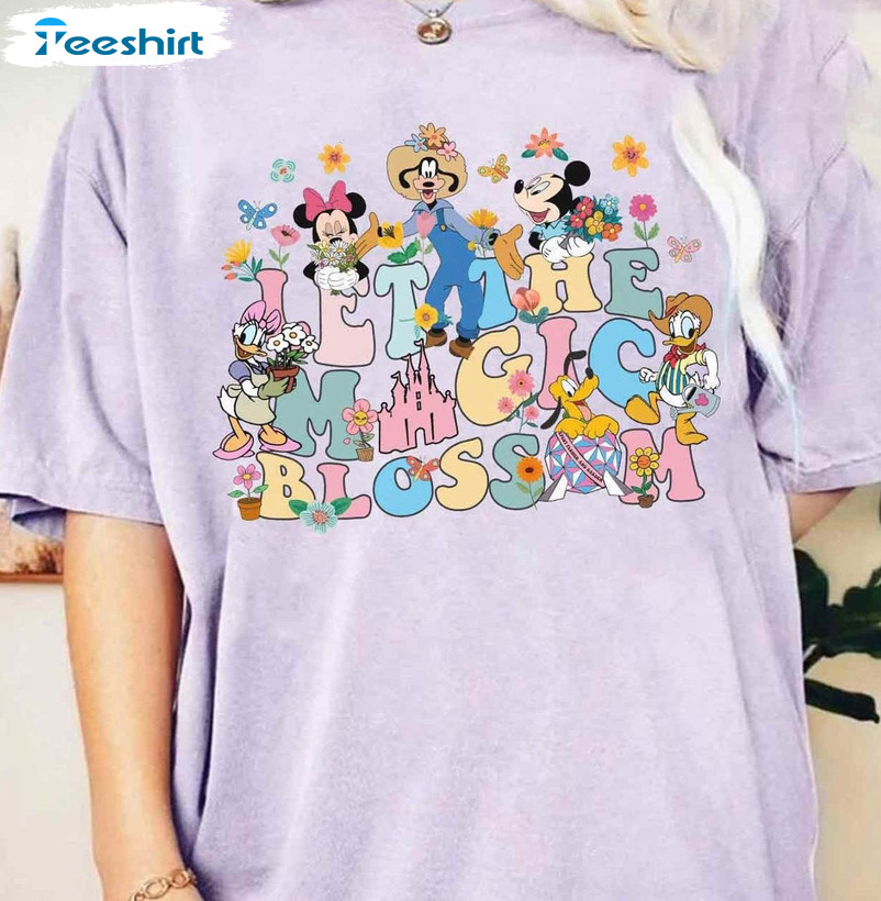 Floral Disney Epcot Shirt, Let The Magic Blossom Funny Long Sleeve Unisex T-shirt