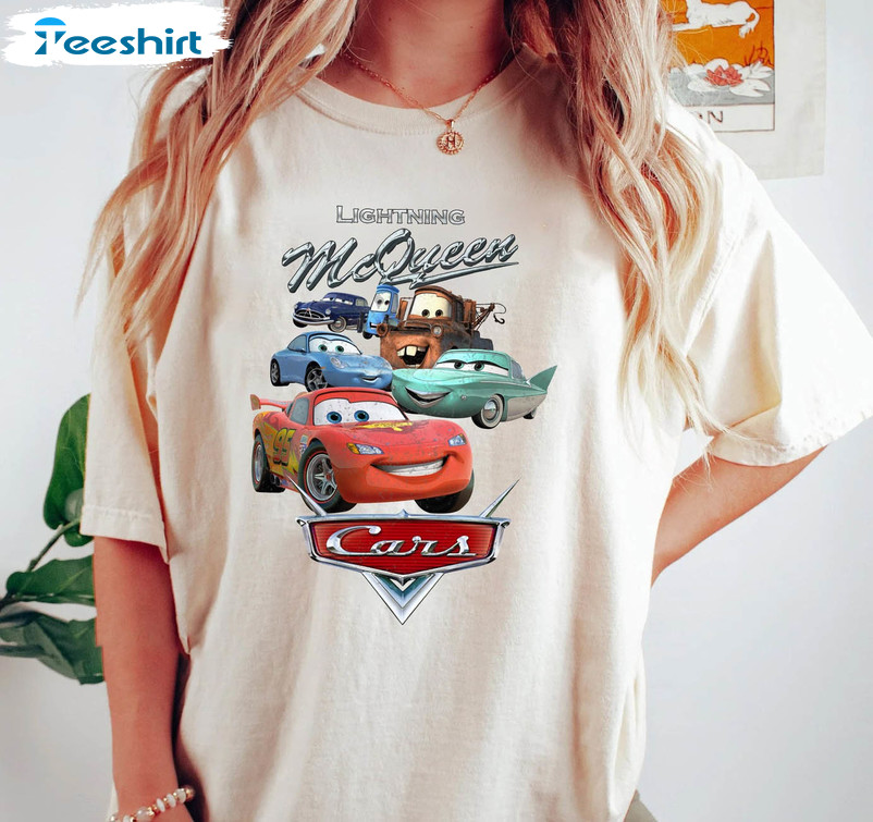 Retro Lightning Mcqueen Shirt , Disney Cars Tee Tops Short Sleeve