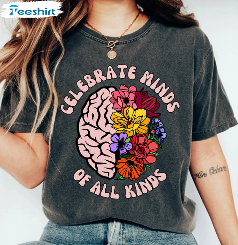 Autism Awareness Shirt, Celebrate Minds Of All Kinds Long Sleeve Unisex T-shirt