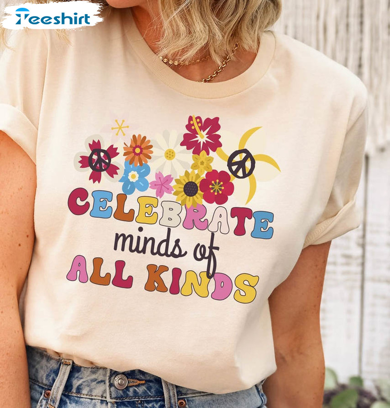 Celebrate Minds Of All Kinds Vintage Shirt, Teachers Sped Tee Tops Short Sleeve