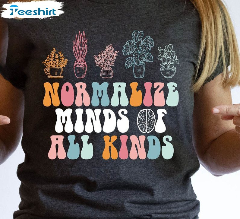 Normalize Mind Of All Kinds Boho Shirt, Autism Awareness Unisex T-shirt Crewneck