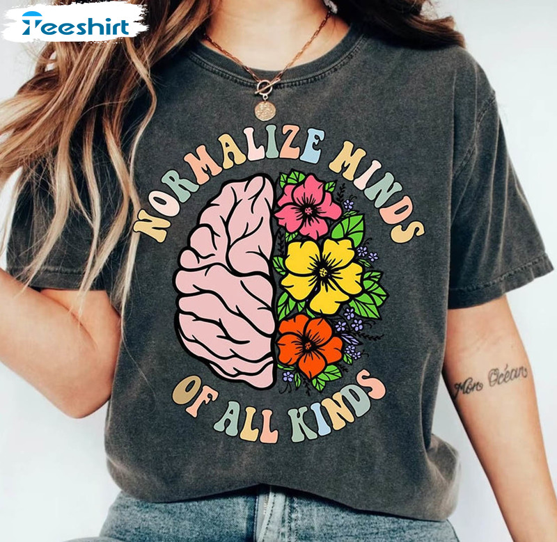 Normalize Minds O F All Kinds Autism Shirt, Neurodiversity Long Sleeve Unisex Hoodie