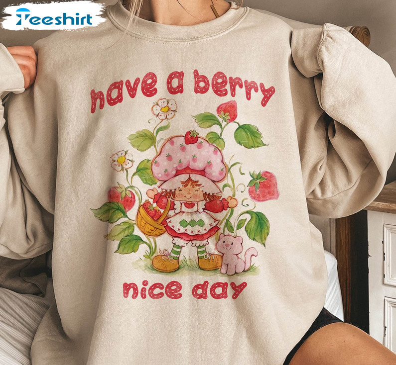 Have A Berry Nice Day Vintage Shirt, Strawberry Cartoon Long Sleeve Unisex Hoodie