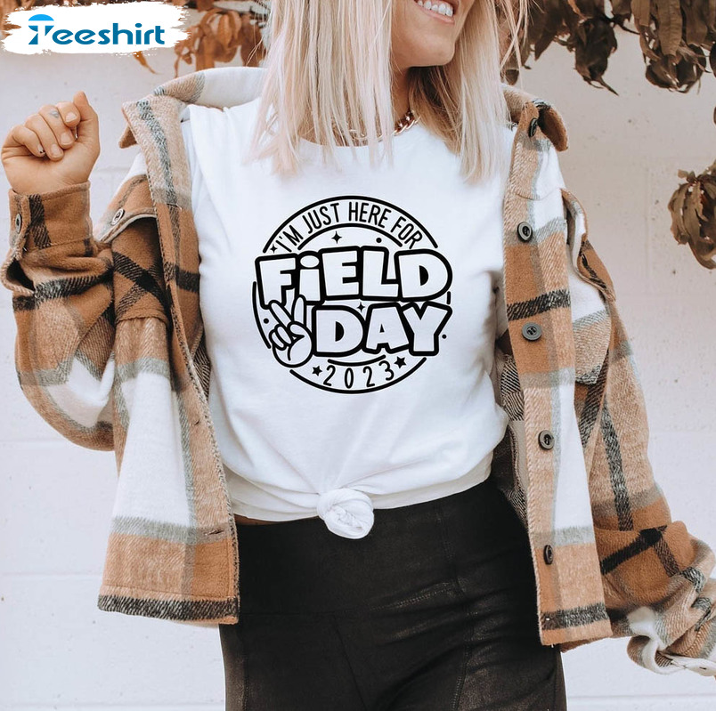 Vintage Im Just Here For Field Day Shirt, Field Day Short Sleeve Sweater
