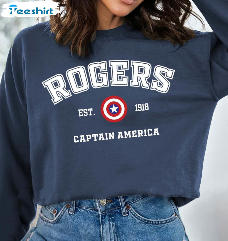 Rogers Est 1918 Sweatshirt, Captain America Tee Tops Short Sleeve