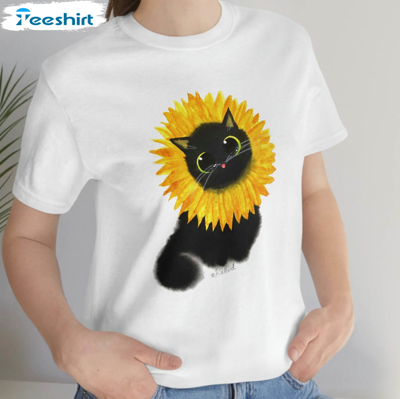 Sunflower Cat Cute Sweatshirt, Unisex T-shirt