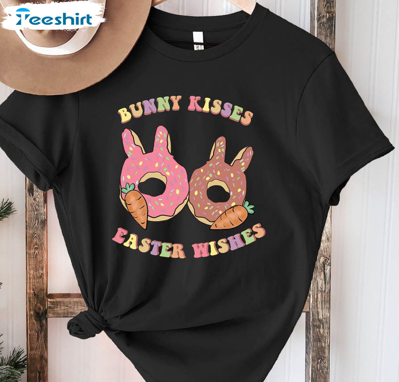 Bunny Kisses Easter Wishes Funny Shirt, Family Easter Short Sleeve Tee Tops