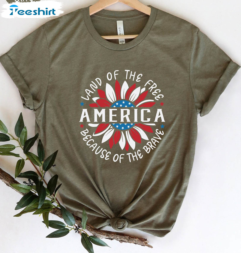 America Land Of The Free Because Of The Brave Shirt, 4th Of July Long Sleeve Hoodie