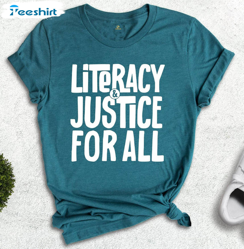 Literacy And Justice For All Vintage Shirt, Book Club Short Sleeve Crewneck