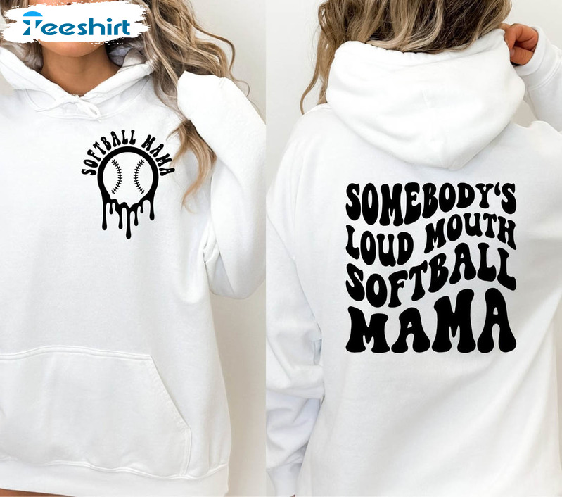 Vintage Somebody's Loud Mouth Softball Mama Shirt, Funny Melting Softball Mom Crewneck Unisex T-shirt