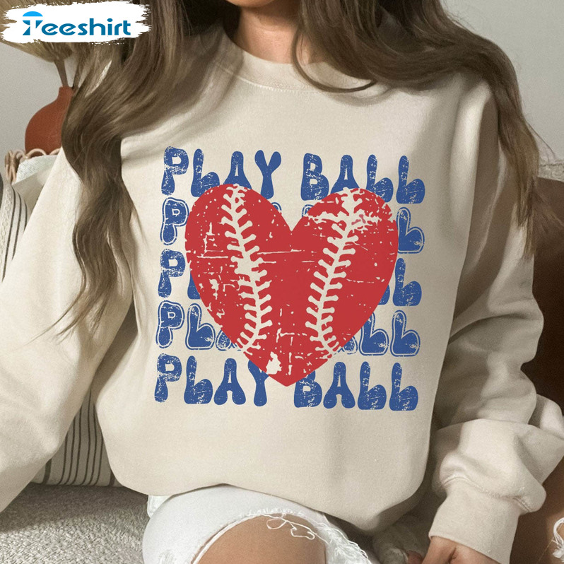 Play Ball Baseball Sweatshirt, Baseball Game Day Tee Tops Unisex Hoodie