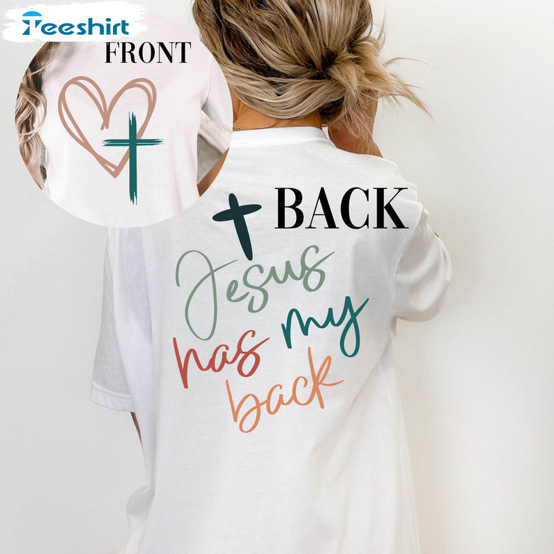 Jesus Has My Back Trendy Shirt, Vintage Long Sleeve Unisex Hoodie