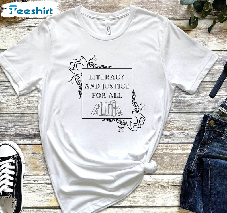 Literacy And Justice For All Shirt, Vintage Unisex T-shirt Short Sleeve