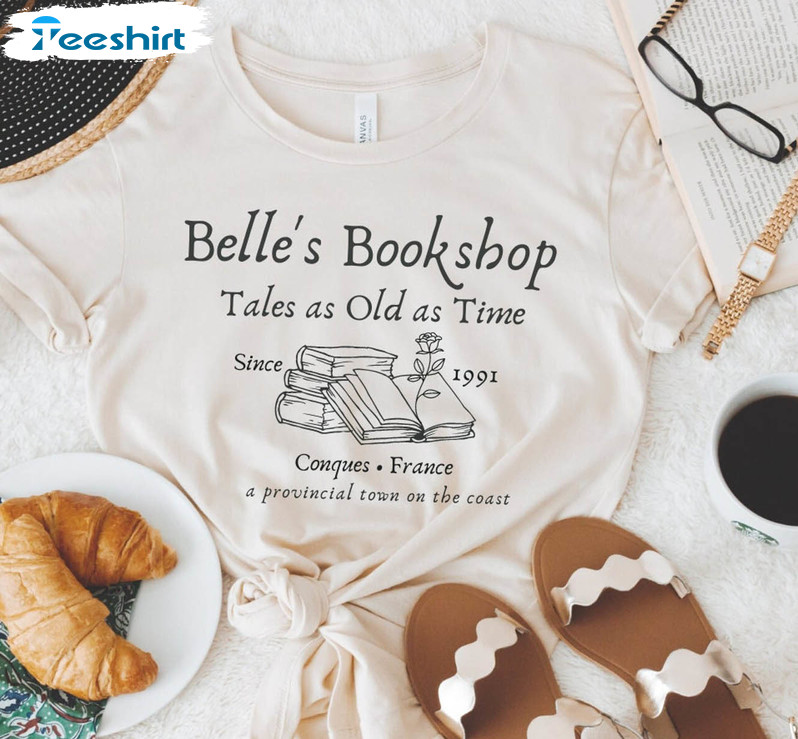 Belle's Book Shop Shirt, Trendy Unisex T-shirt Short Sleeve