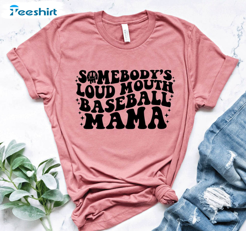 Somebody's Loud Mouth Baseball Mama Shirt, Vintage Short Sleeve Sweater