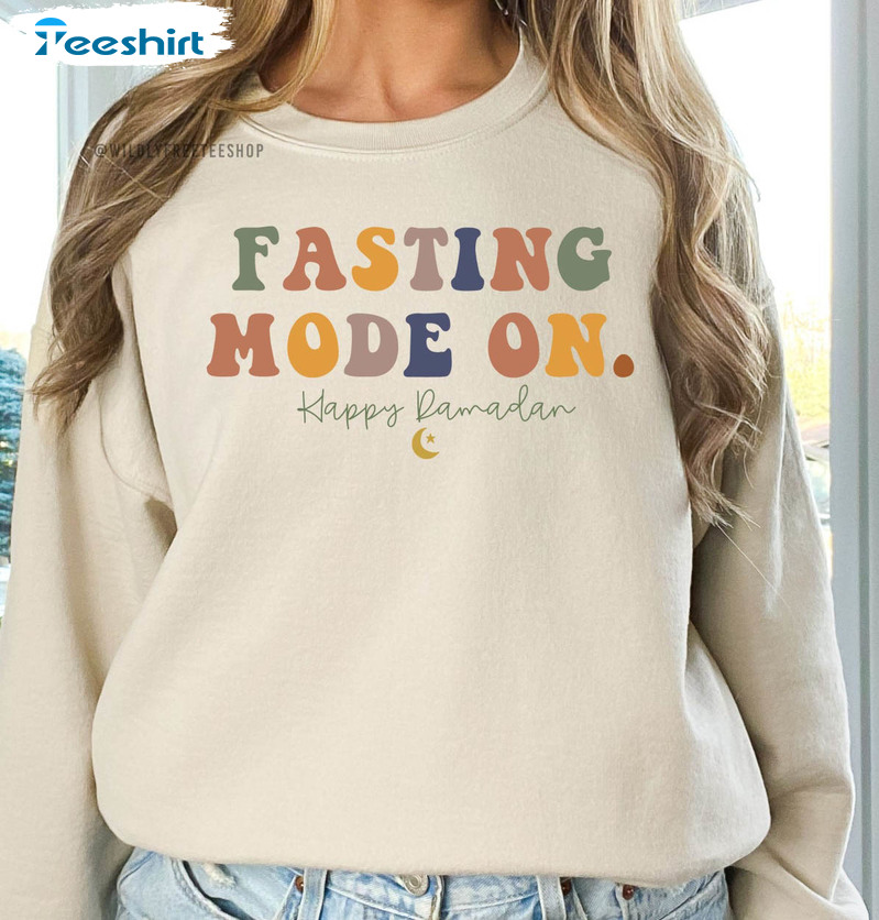 Funny Ramadan Sweatshirt , Fasting Mode On Long Sleeve Unisex Hoodie