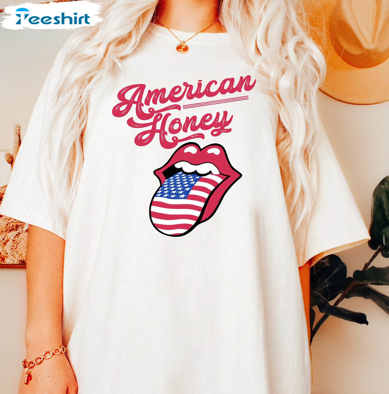 American Honey Trendy Shirt, American Flag 4th Of July Sweatshirt Unisex T-shirt