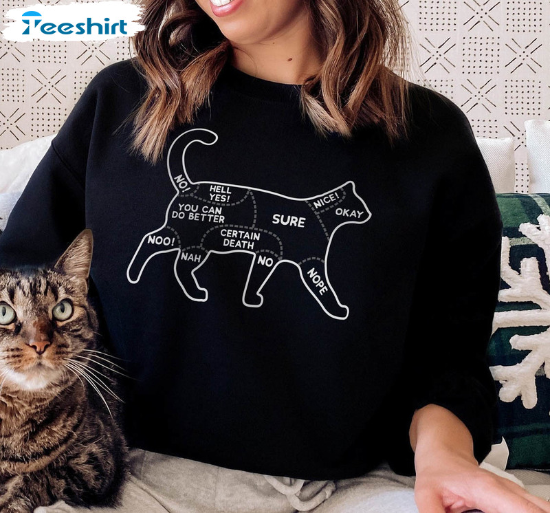 Cat Petting Chart Sweatshirt, Petting Your Cat Diagram Unisex T-shirt Long Sleeve