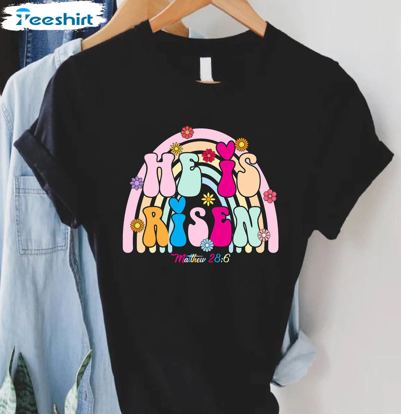 Retro He Is Risen Easter Shirt, Christian Easter Sweatshirt Unisex T-shirt