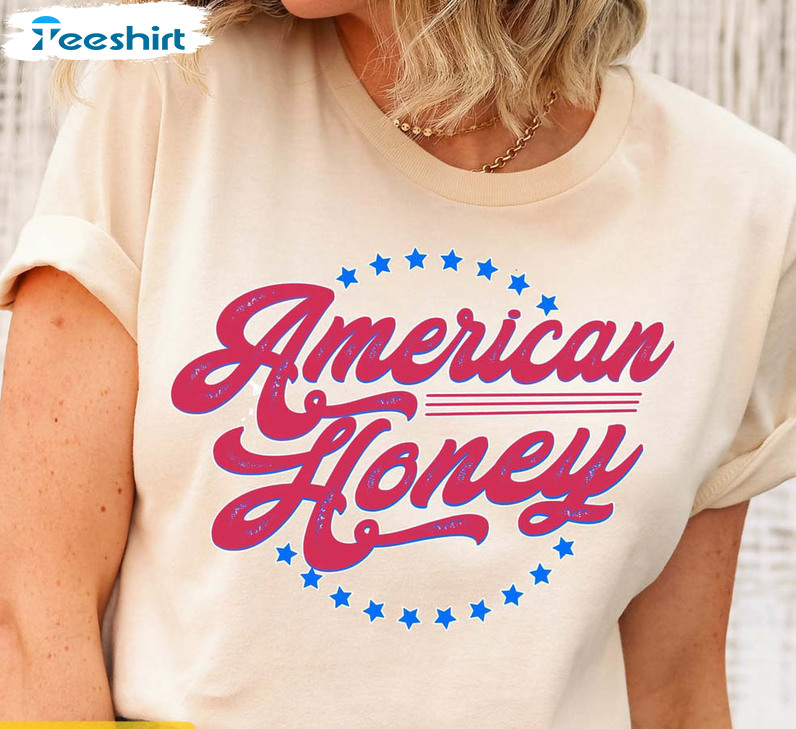 American Honey Trendy Shirt, 4th Of July Unisex Hoodie Long Sleeve