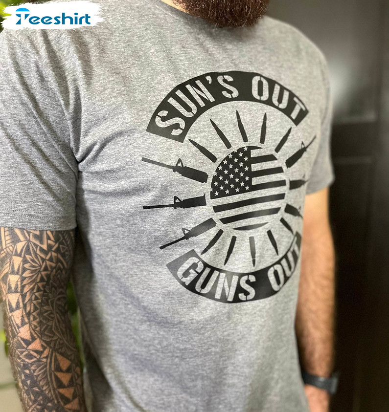 Sun's Out Guns Out Vintage Shirt, America Flag Unisex Hoodie Long Sleeve