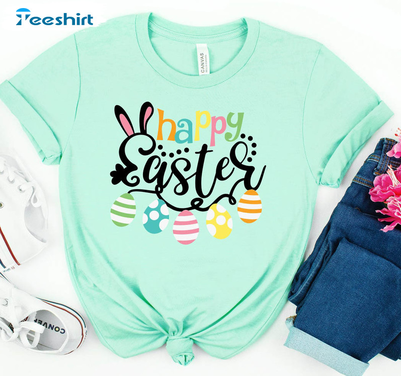 Happy Easter Trendy Shirt, Easter Bunny Unisex Hoodie Short Sleeve