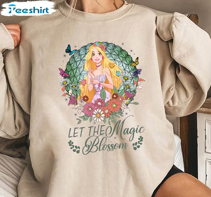 Disney Princess Sweatshirt, Let The Magic Blossom Unisex Hoodie Short Sleeve