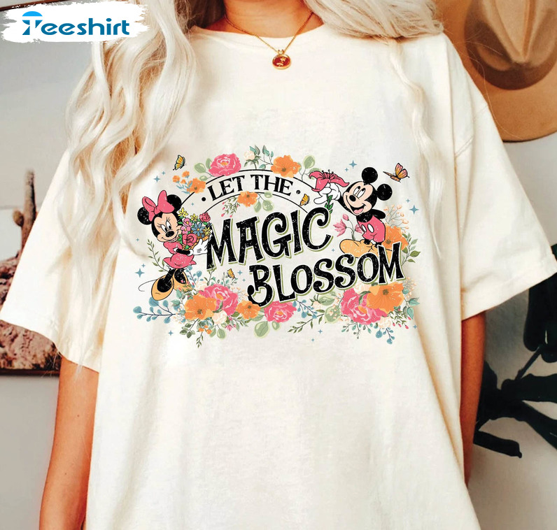 Retro Let The Magic Blossom Shirt, Trendy Disney Long Sleeve Unisex T-shirt