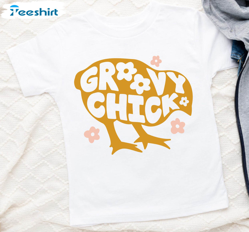 Groovy Chick Easter Shirt, Trendy Easter Unisex Hoodie Long Sleeve