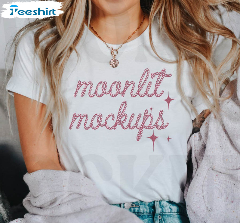 Moonlit Mockups Trendy Shirt, Vintage Unisex Hoodie Short Sleeve