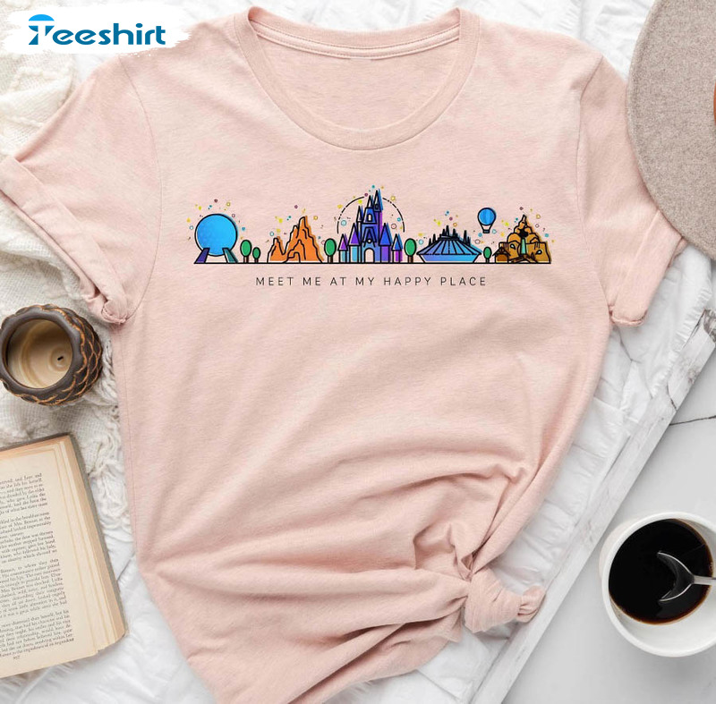Meet Me At My Happy Place Funyn Shirt, Disney Trip Long Sleeve Unisex T-shirt