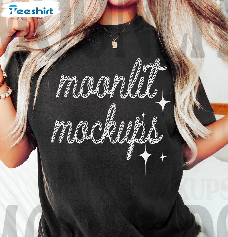 Moonlit Mockups Shirt, Trendy Unisex T-shirt Short Sleeve