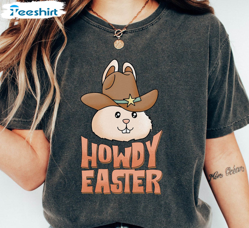 Howdy Easter Funny Shirt, Western Easter Bunny Short Sleeve Tee Tops