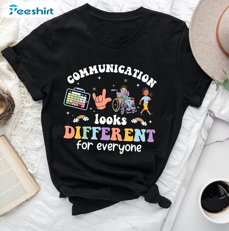 Communication Looks Different For Everyone Shirt, Trendy Audiologist Tee Tops Long Sleeve