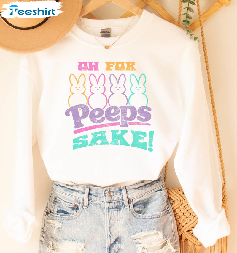 Vintage Oh For Peeps Sake Shirt, Easter Bunny Retro Long Sleeve Unisex T-shirt