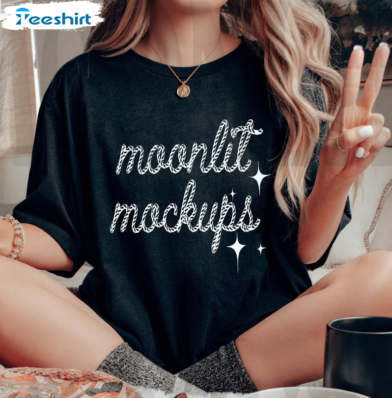 Moonlit Mockups Shirt, Vintage Short Sleeve Unisex T-shirt