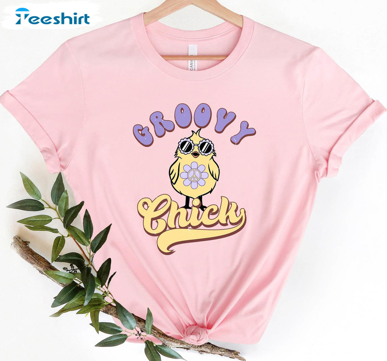 Groovy Chick Funny Shirt, Easter Day Unisex T-shirt Long Sleeve