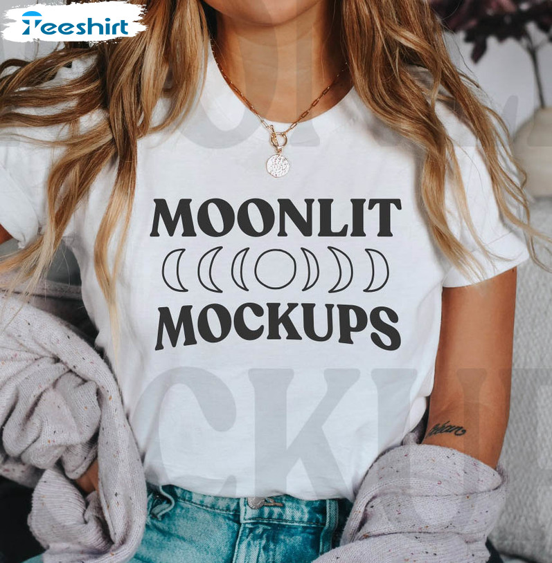 Moonlit Mockups Shirt, Vintage Long Sleeve Unisex Hoodie