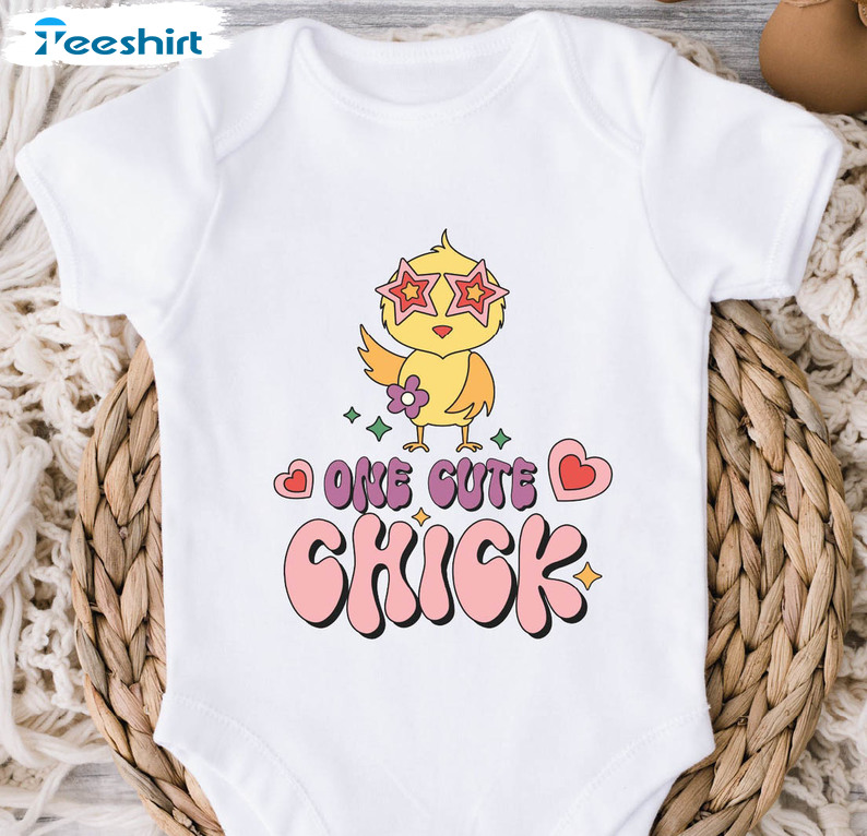 One Cute Chick Funny Shirt, Happy Easter Day Long Sleeve Tee Tops