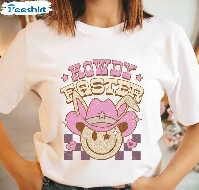 Howdy Easter Vintage Shirt, Easter Bunny Tee Tops Unisex Hoodie