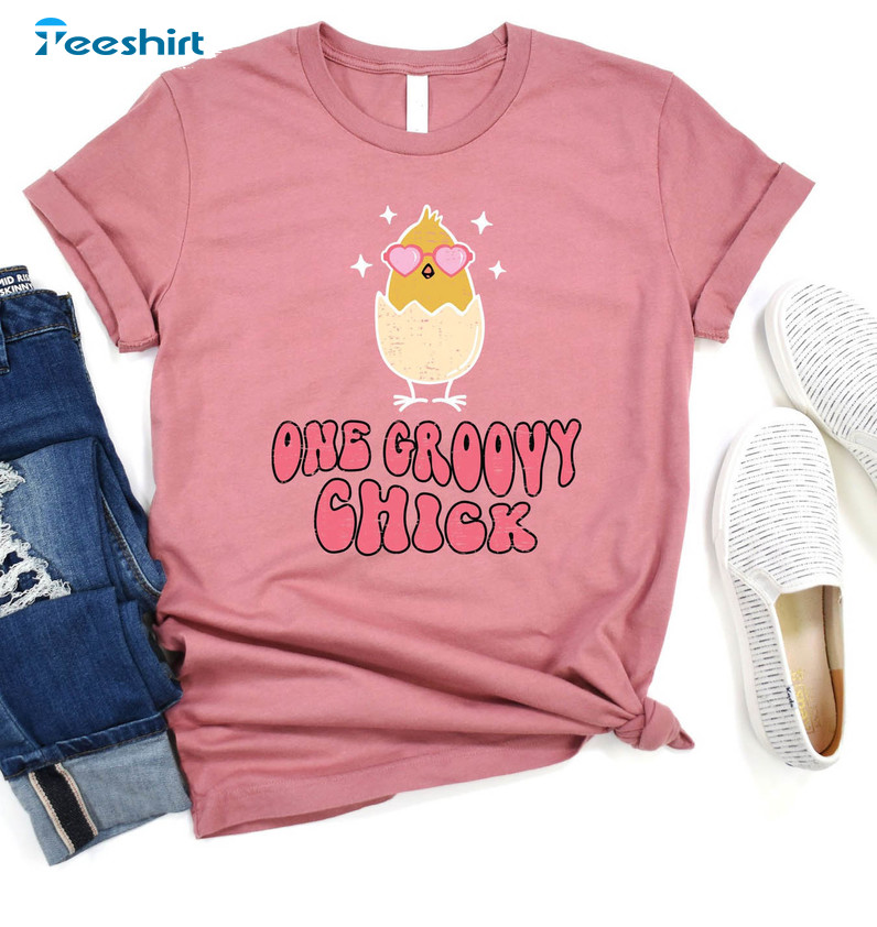 One Groovy Chick Shirt, Chick Lover Easter Long Sleeve Unisex T-shirt