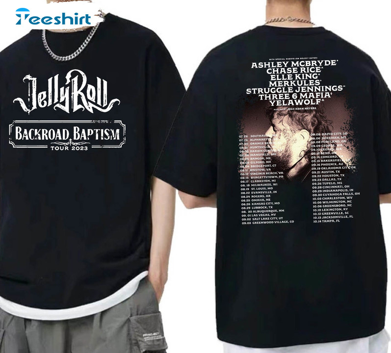 Elly Roll 2023 Tour Trendy Shirt, Backroad Baptism Unisex T-shirt Short Sleeve