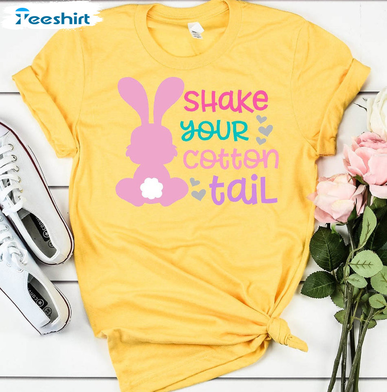 Shake Your Cotton Tail Cute Shirt, Bunny Easter Unisex Hoodie Long Sleeve