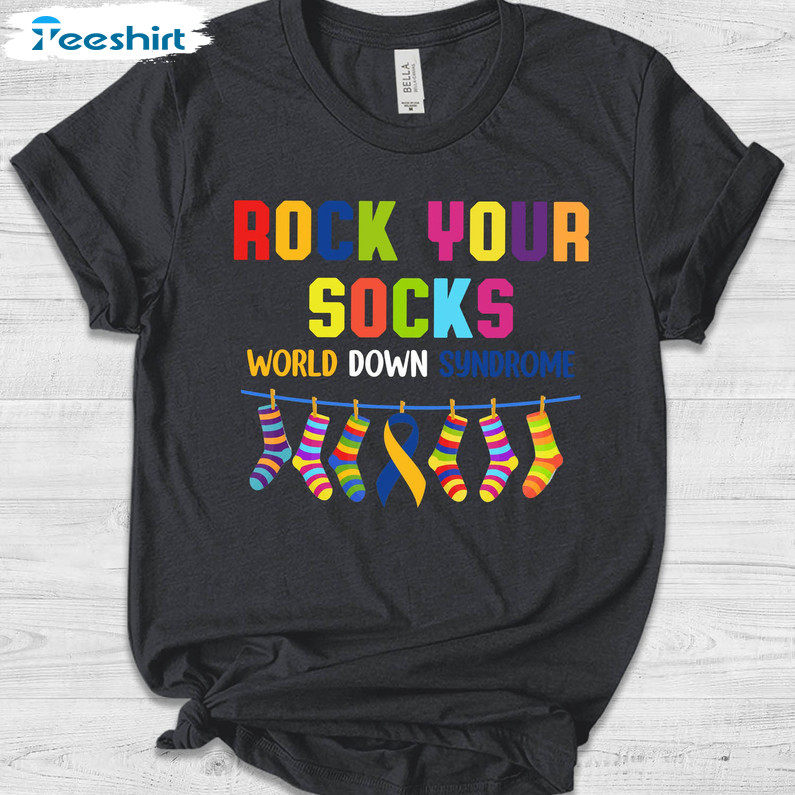 Rock Your Socks Down Syndrome Shirt, Down Syndrome Awareness Unisex Hoodie Long Sleeve