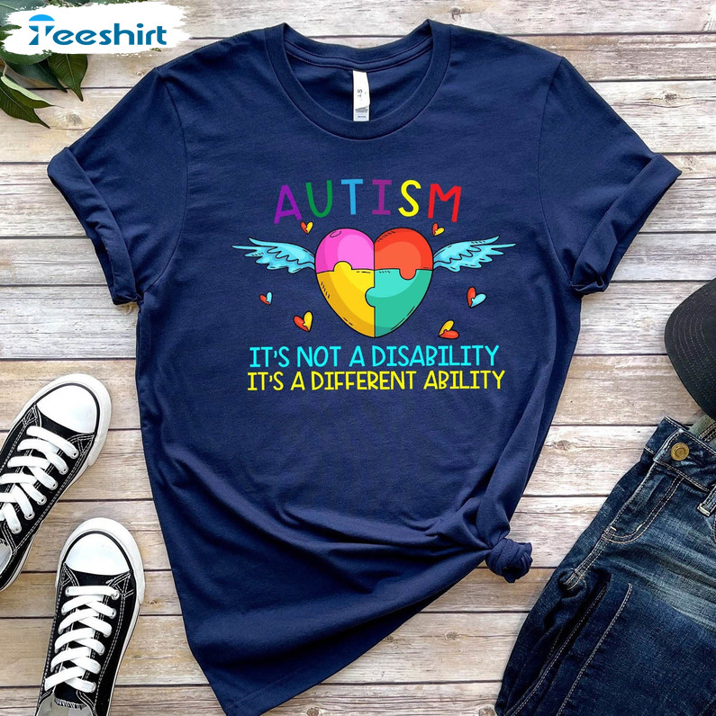 Autism It's Not A Disability It's A Different Ability Shirt, Trendy Autism Awareness Long Sleeve Unisex Hoodie