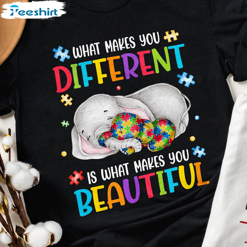 What Makes You Different Is What Makes You Beautiful Trendy Shirt, Autism Short Sleeve Unisex Hoodie