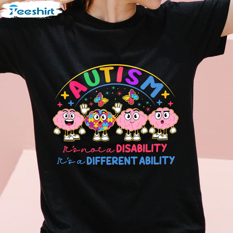 Autism Awareness Trendy Shirt, It's Not A Disability It's A Different Ability Short Sleeve Tee Tops