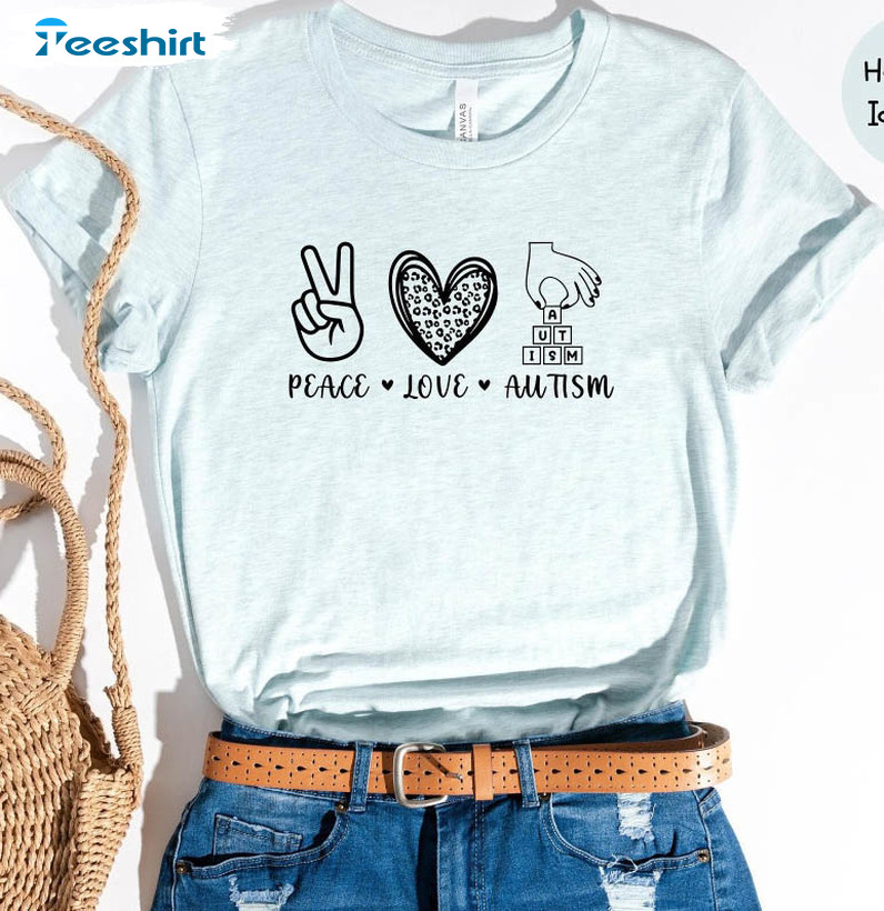 Peace Love Autism Trendy Shirt, Show Peace Long Sleeve Unisex T-shirt