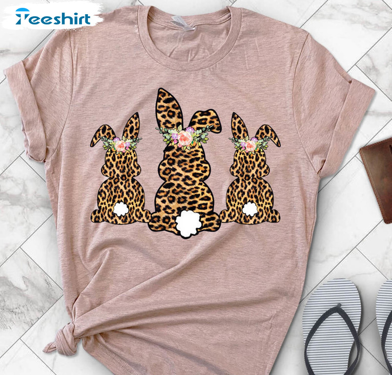 Easter Bunny Leopard Shirt, Cute Easter Sweatshirt Unisex Hoodie