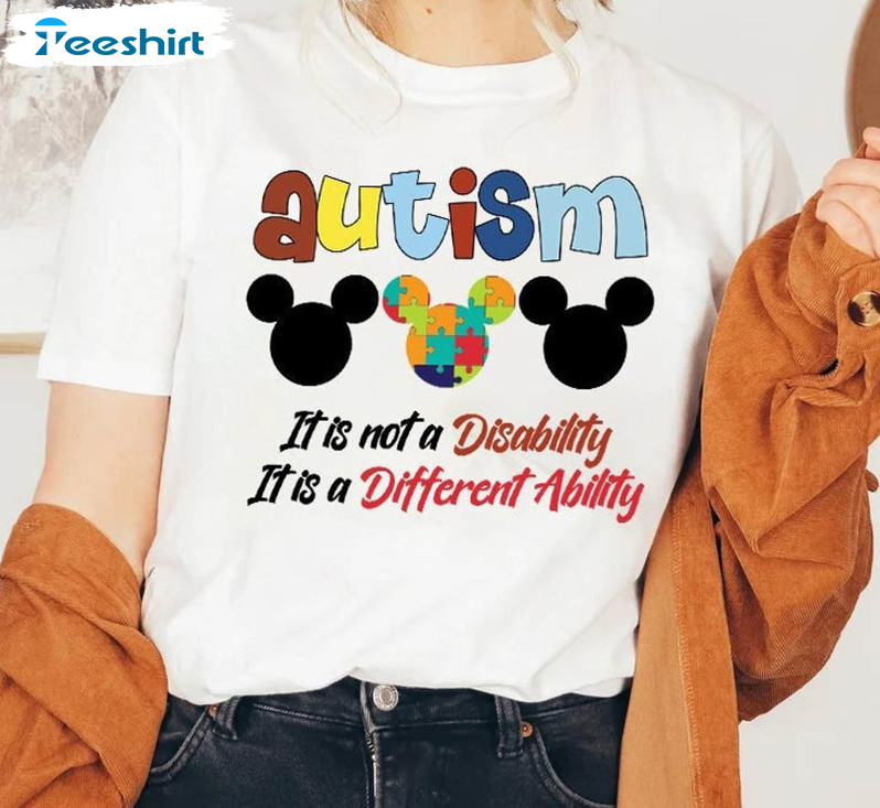 Autism It's Not A Disability It's A Different Ability Shirt, Skeleton Autism Disney Long Sleeve Short Sleeve